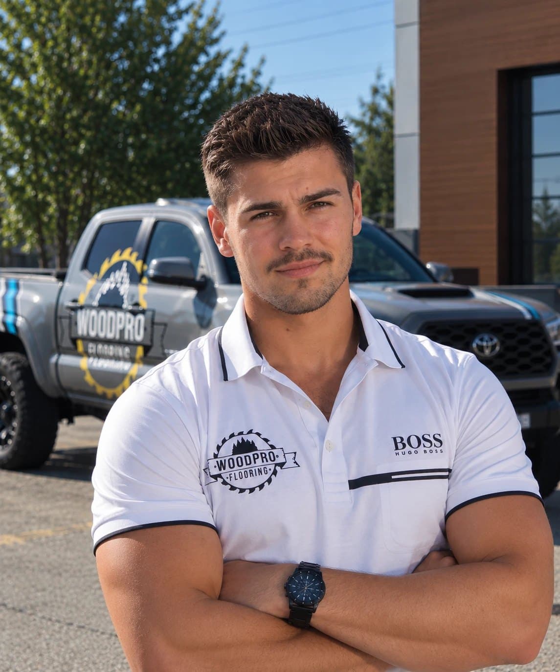 Danny with the WoodPro Flooring truck
